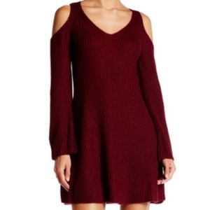 V-Neck long sleeve sweater dress